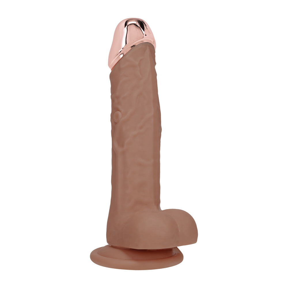 REALROCK Metal Head 8'' Rechargeable Dildo - Tan - Tan 22 cm USB Rechargeable Vibrating Dildo with Metal Head and Wireless...