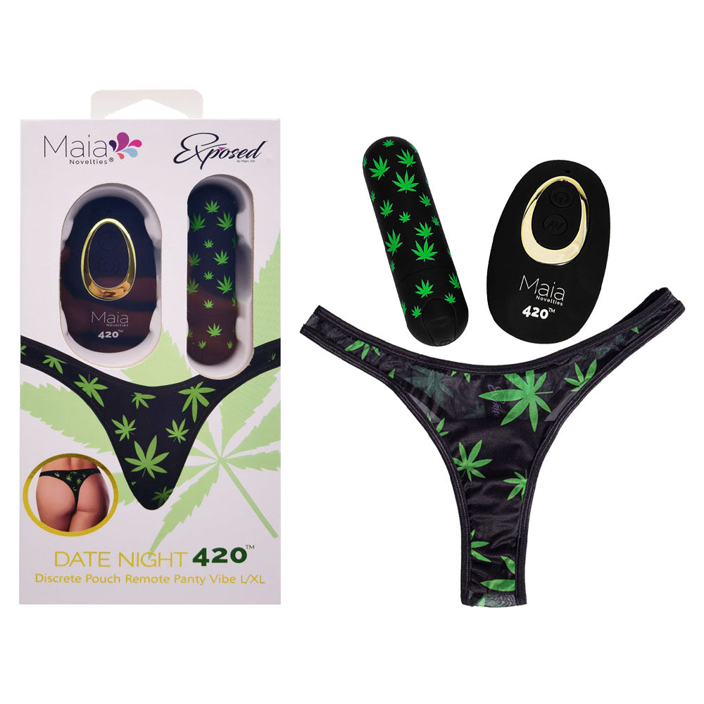 Maia DATE NIGHT 420 PANTY VIBE - L/XL - Black L/XL 420 Panty with Black Bullet & Remote buy online Australia