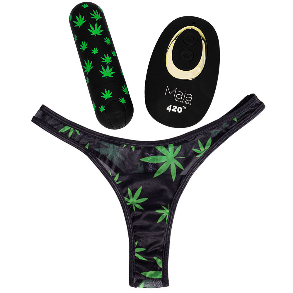 Maia DATE NIGHT 420 PANTY VIBE - L/XL - Black L/XL 420 Panty with Black Bullet & Remote