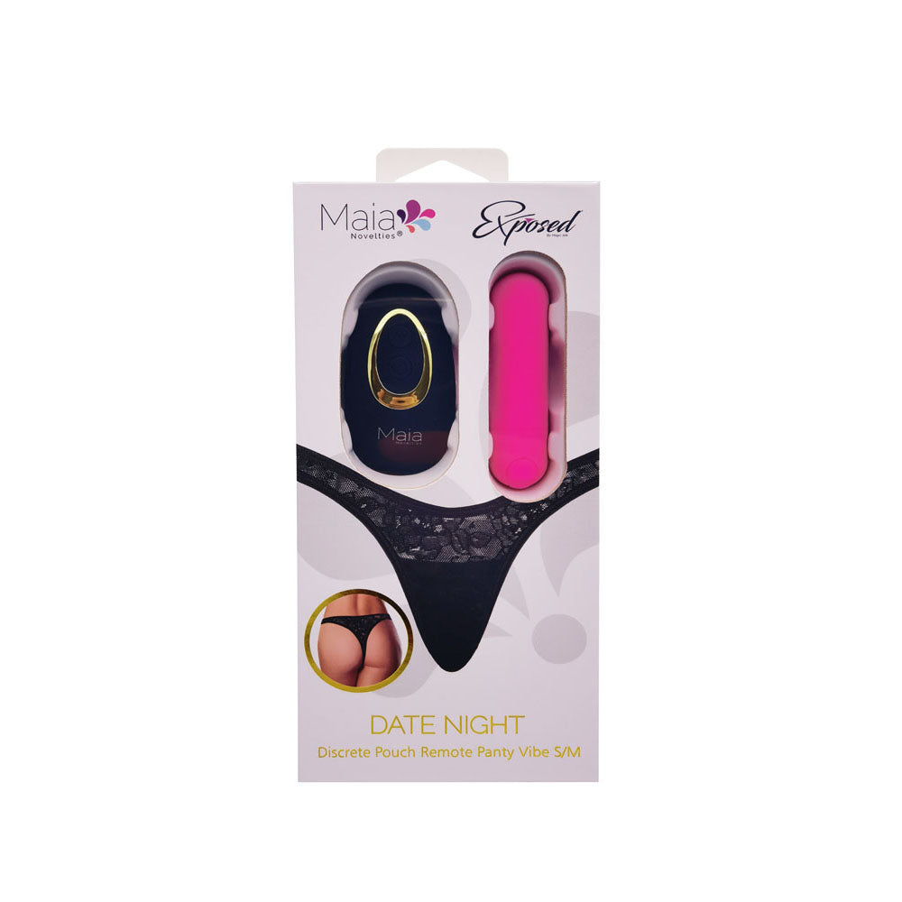 Maia DATE NIGHT PANTY VIBE - S/M - Black S/M Panty with Pink Bullet & Remote