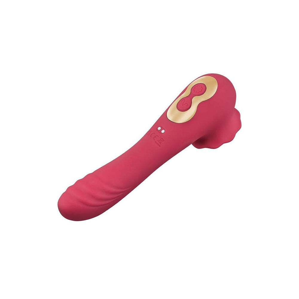 Secret Kisses ROSEGASM ROSE QUAKE - Red 18.8 cm Dual Ended Tapping Vibrator