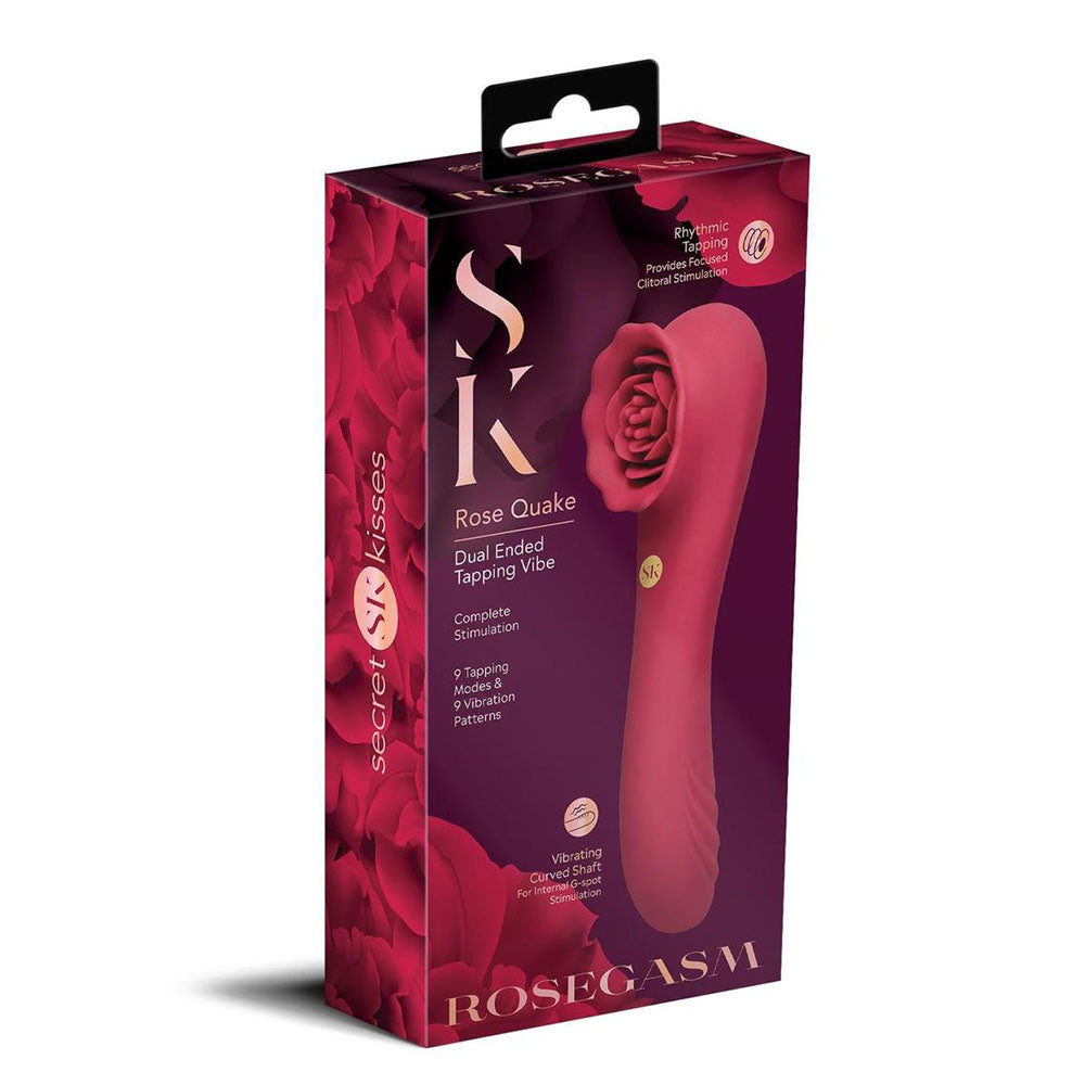 Secret Kisses ROSEGASM ROSE QUAKE - Red 18.8 cm Dual Ended Tapping Vibrator