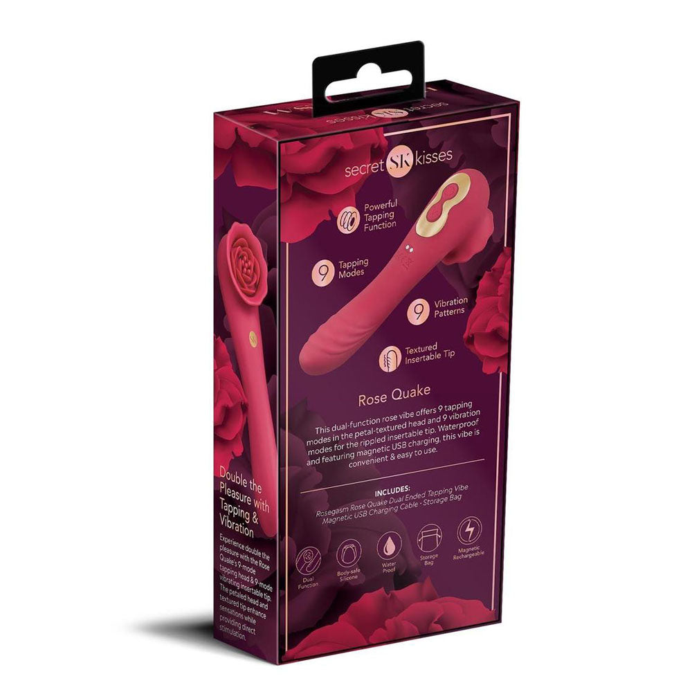 Secret Kisses ROSEGASM ROSE QUAKE - Red 18.8 cm Dual Ended Tapping Vibrator