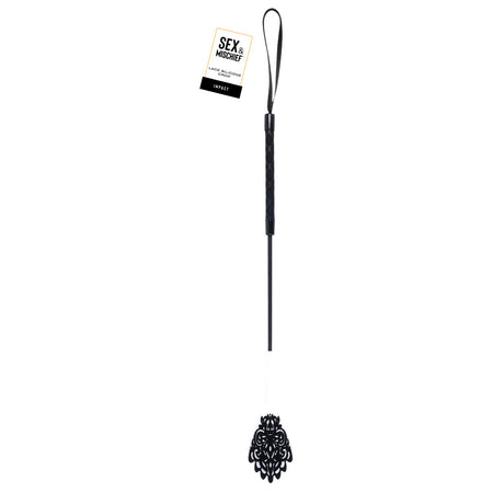 Sex & Mischief Lace Silicone Crop - Black/White 50 cm Crop Whip