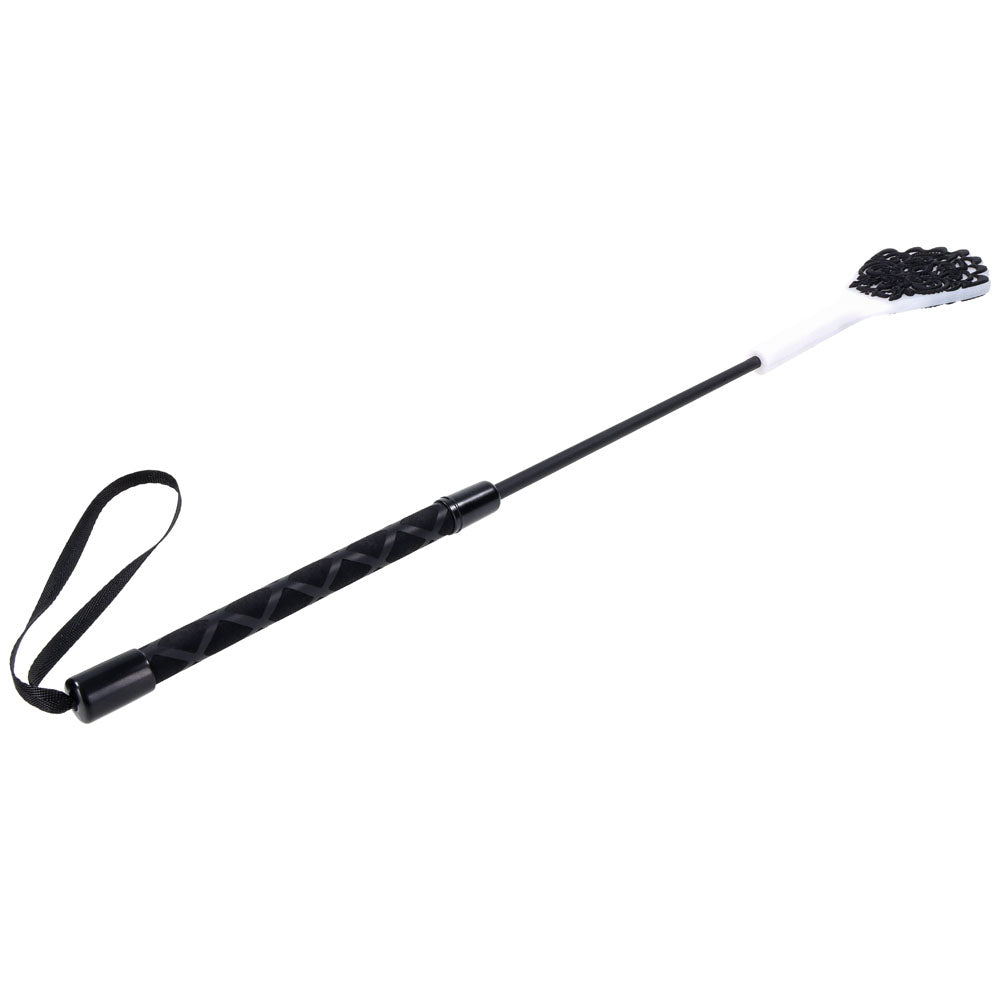 Sex & Mischief Lace Silicone Crop - Black/White 50 cm Crop Whip — image 6