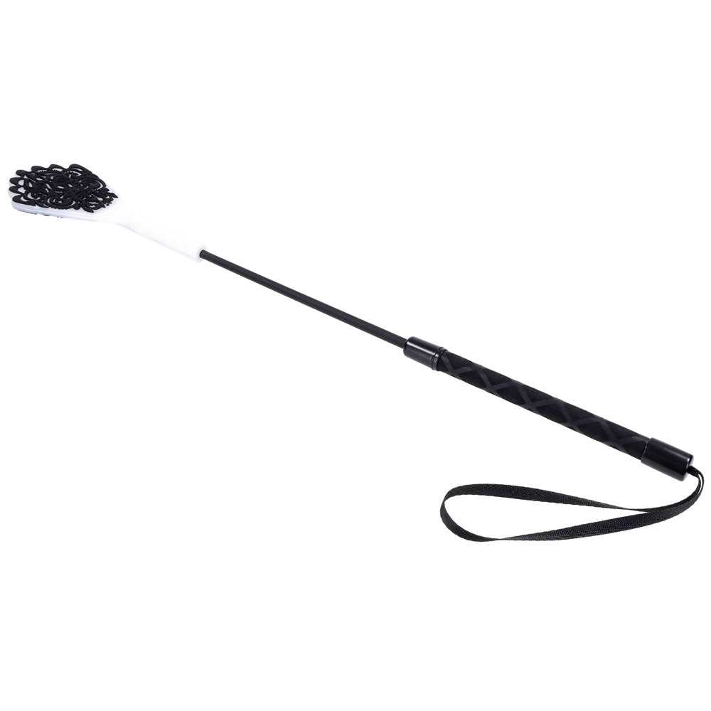 Sex & Mischief Lace Silicone Crop - Black/White 50 cm Crop Whip — image 7