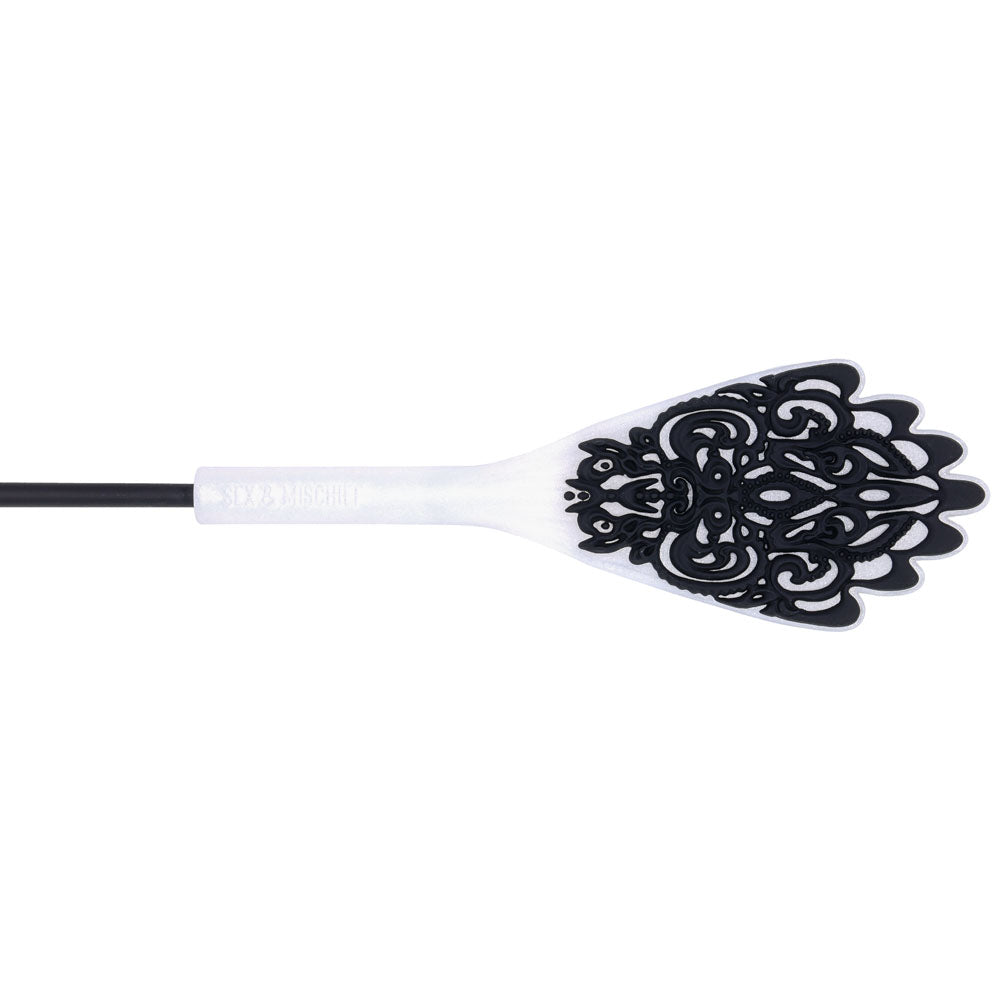 Sex & Mischief Lace Silicone Crop - Black/White 50 cm Crop Whip — image 8