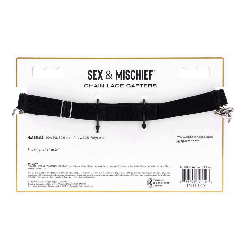Sex & Mischief Chain Lace Garters - Black/Metal Garters — image 8