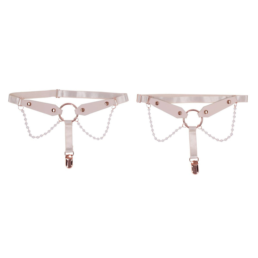 Sex & Mischief Peaches n CreaMe Pearl Garters - Peach / Rose Gold Garters with Pearls - Set of 2 — image 7