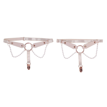 Sex & Mischief Peaches n CreaMe Pearl Garters - Peach / Rose Gold Garters with Pearls - Set of 2 — image 7