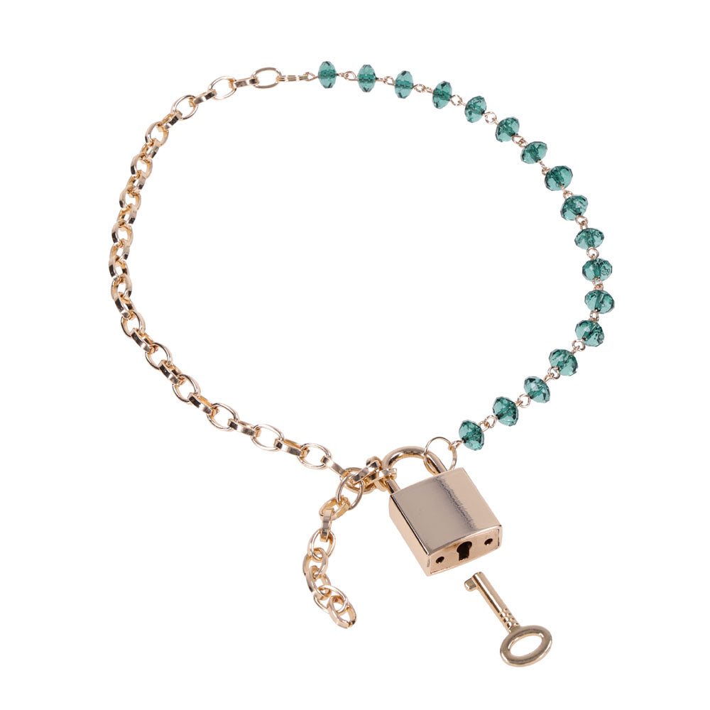 Sex & Mischief Indica Crystal Day Collar - Gold/Emerald Lockable Collar — image 5