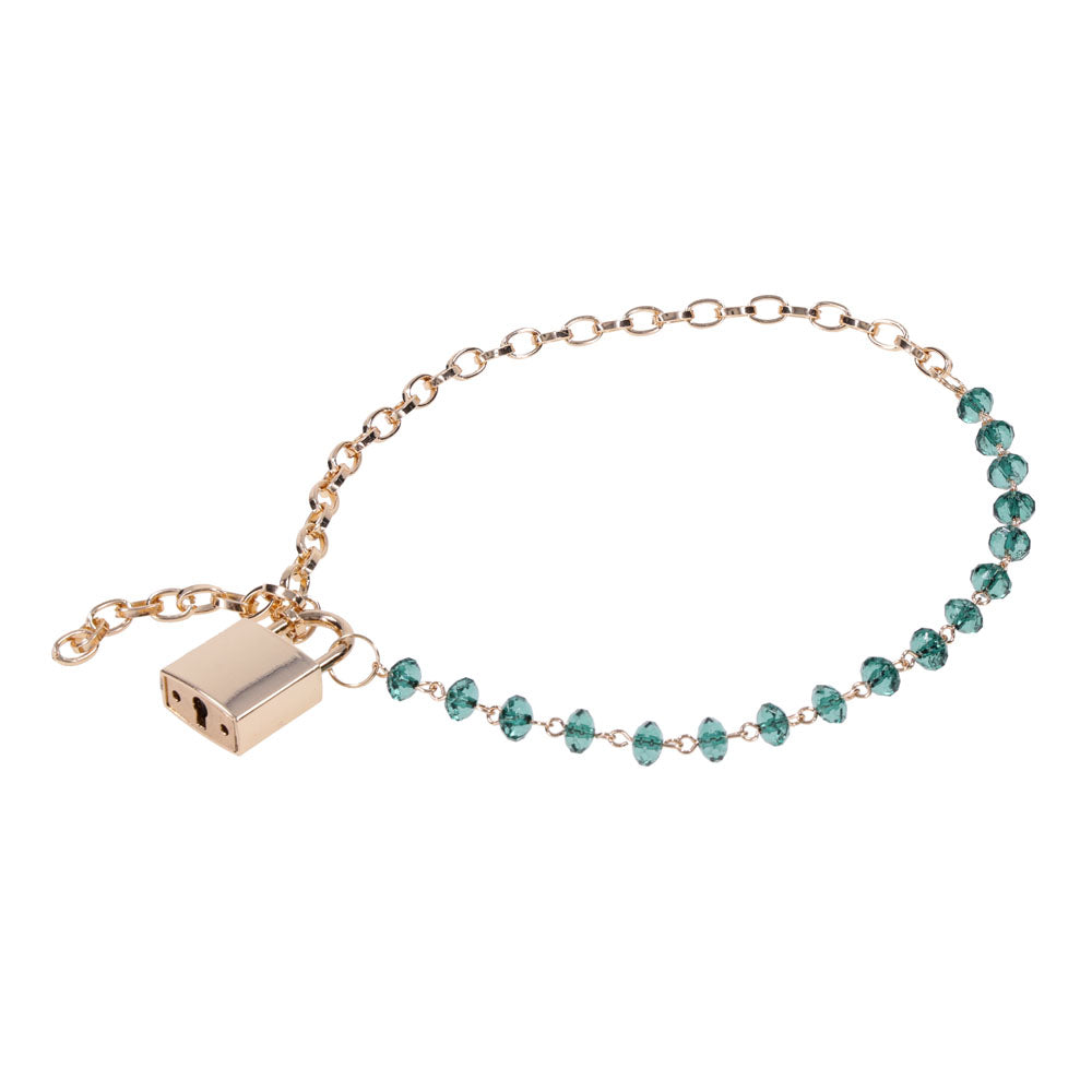 Sex & Mischief Indica Crystal Day Collar - Gold/Emerald Lockable Collar — image 6