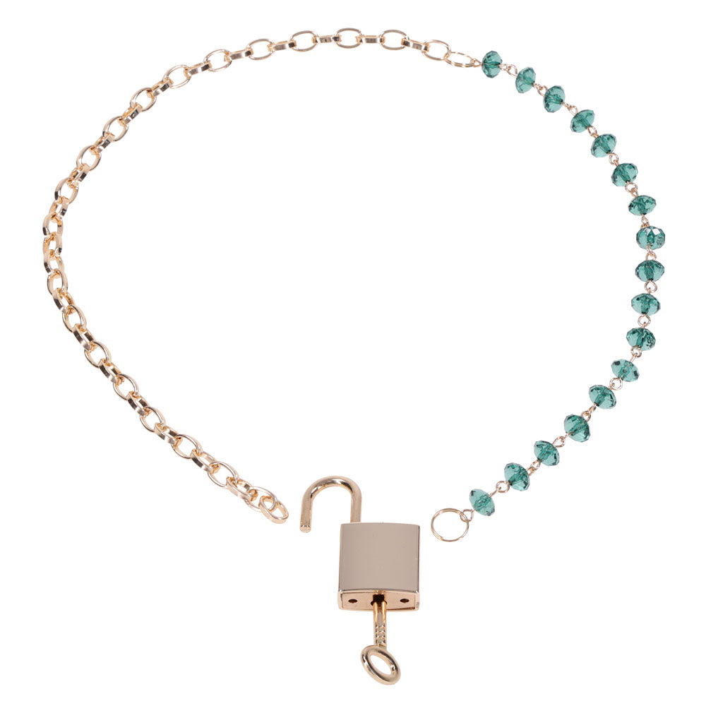 Sex & Mischief Indica Crystal Day Collar - Gold/Emerald Lockable Collar — image 7
