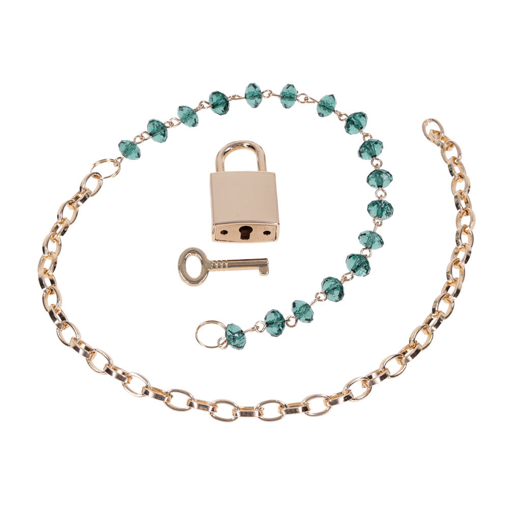 Sex & Mischief Indica Crystal Day Collar - Gold/Emerald Lockable Collar — image 8