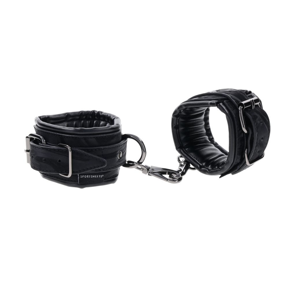 SPORTSHEETS Velvet Noir Handcuffs - Black Adjustable Cuff Restraints — view 6