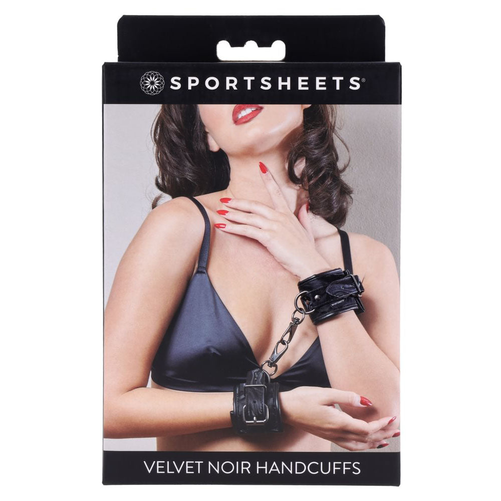 SPORTSHEETS Velvet Noir Handcuffs - Black Adjustable Cuff Restraints — view 9