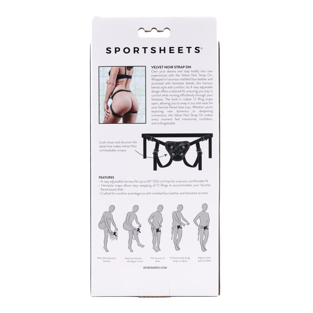 SPORTSHEETS Velvet Noir Strap On - Black Adjustable Strap-On Harness (No Probe Included) — image 9