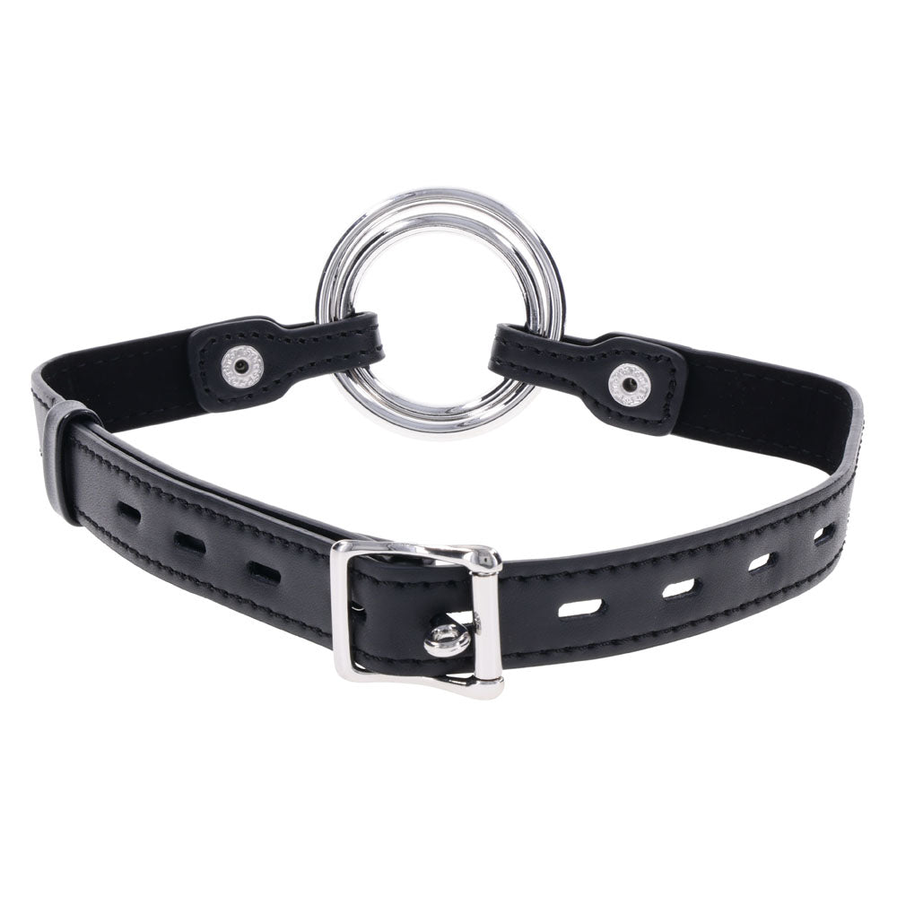 EDGE Interchangeable Ring Gag - Black Mouth Gag Restraint with 2 Interchangeable Pieces — view 7