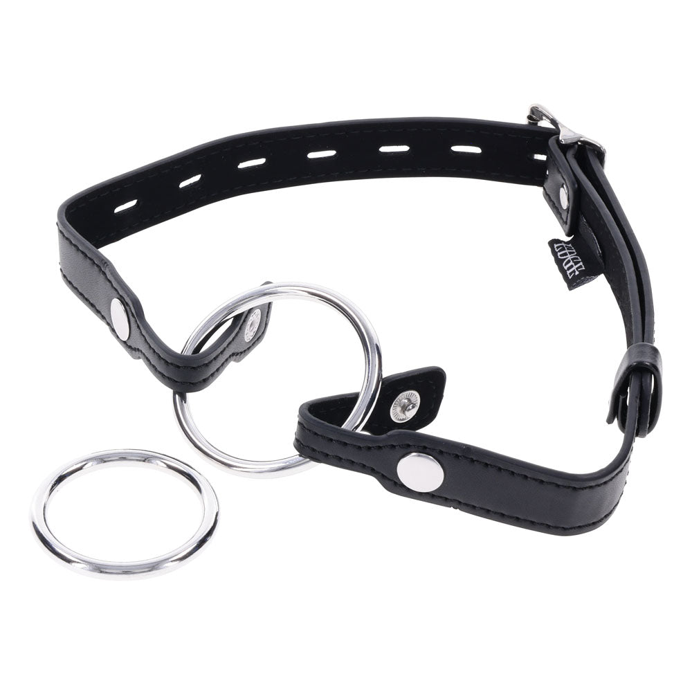 EDGE Interchangeable Ring Gag - Black Mouth Gag Restraint with 2 Interchangeable Pieces — view 8