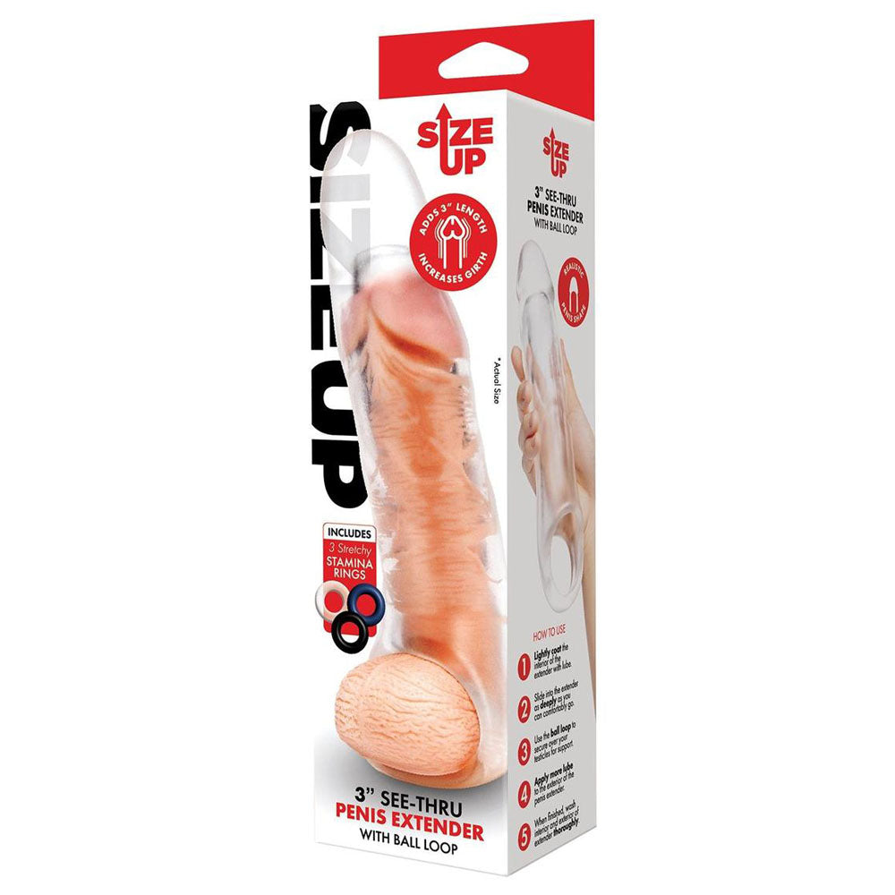 Size Up 3 Inch See-Thru Penis Extender with Ball Loop — view 7