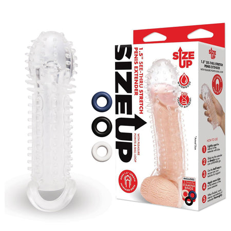 Size Up 1.5 Inch See-Thru Stretch Penis Extender buy online Australia
