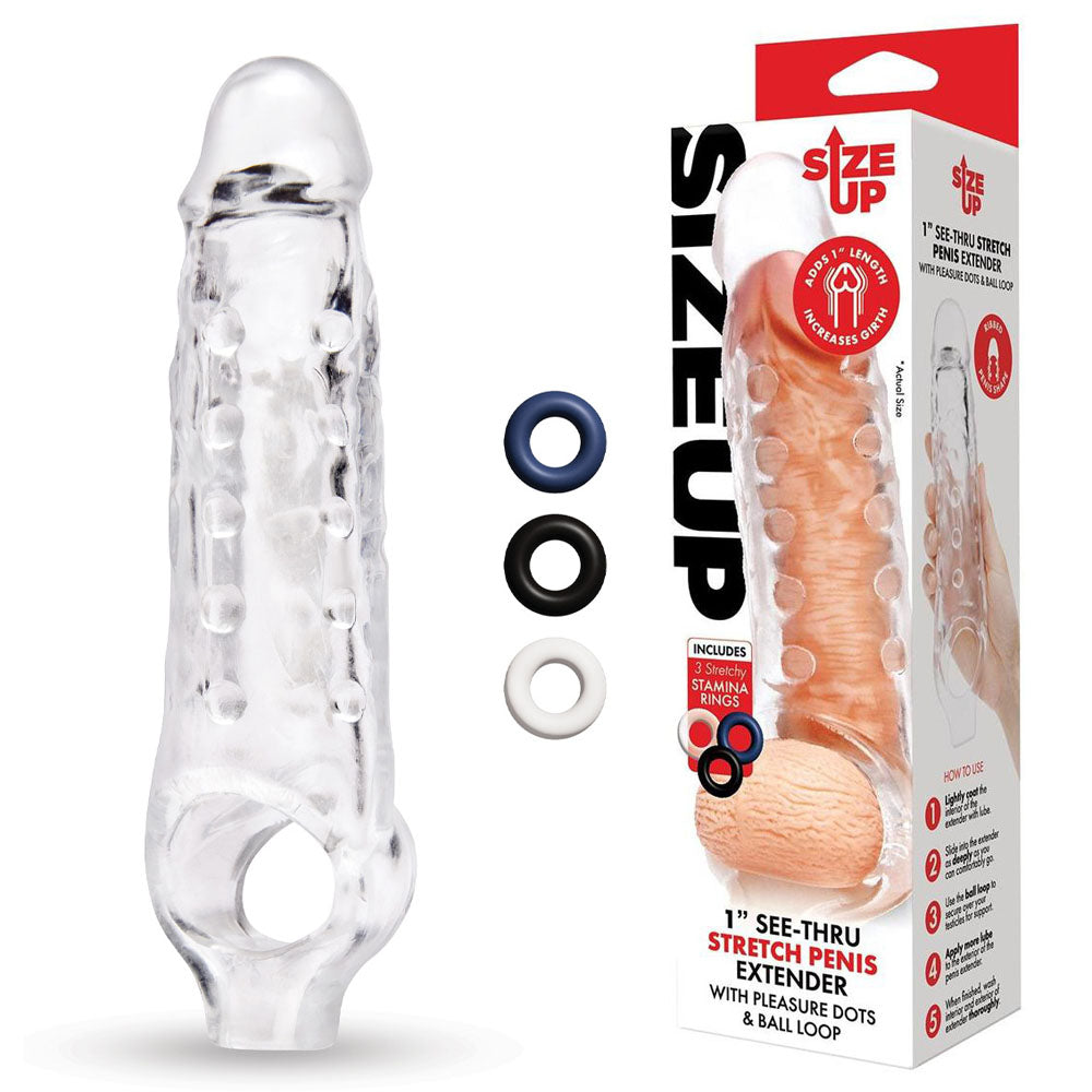 Size Up 1 Inch See-Thru Stretch Penis Extender buy online Australia