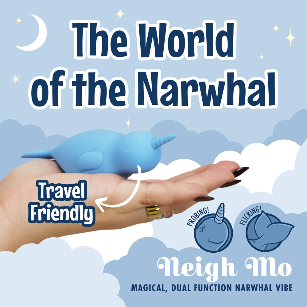 Unihorn of the Sea - Neigh Mo - The Narwhal - Blue USB Rechargeable Dual Motor Stimulator — image 5