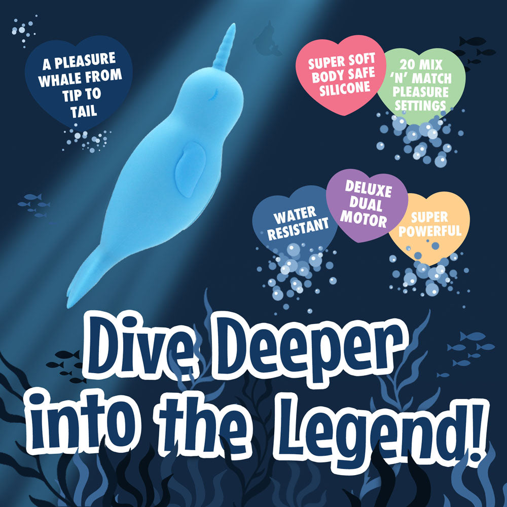 Unihorn of the Sea - Neigh Mo - The Narwhal - Blue USB Rechargeable Dual Motor Stimulator — image 6