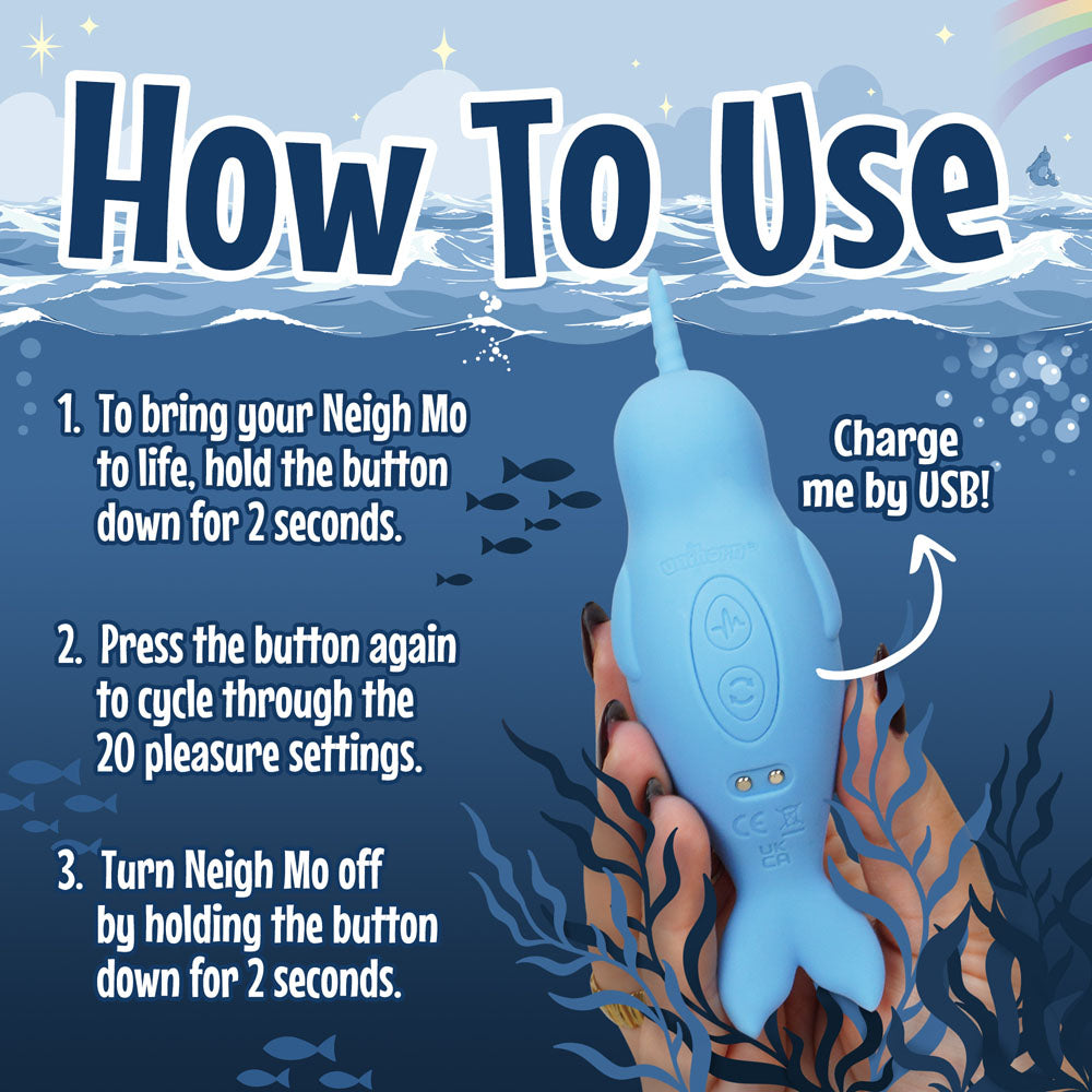 Unihorn of the Sea - Neigh Mo - The Narwhal - Blue USB Rechargeable Dual Motor Stimulator — image 7