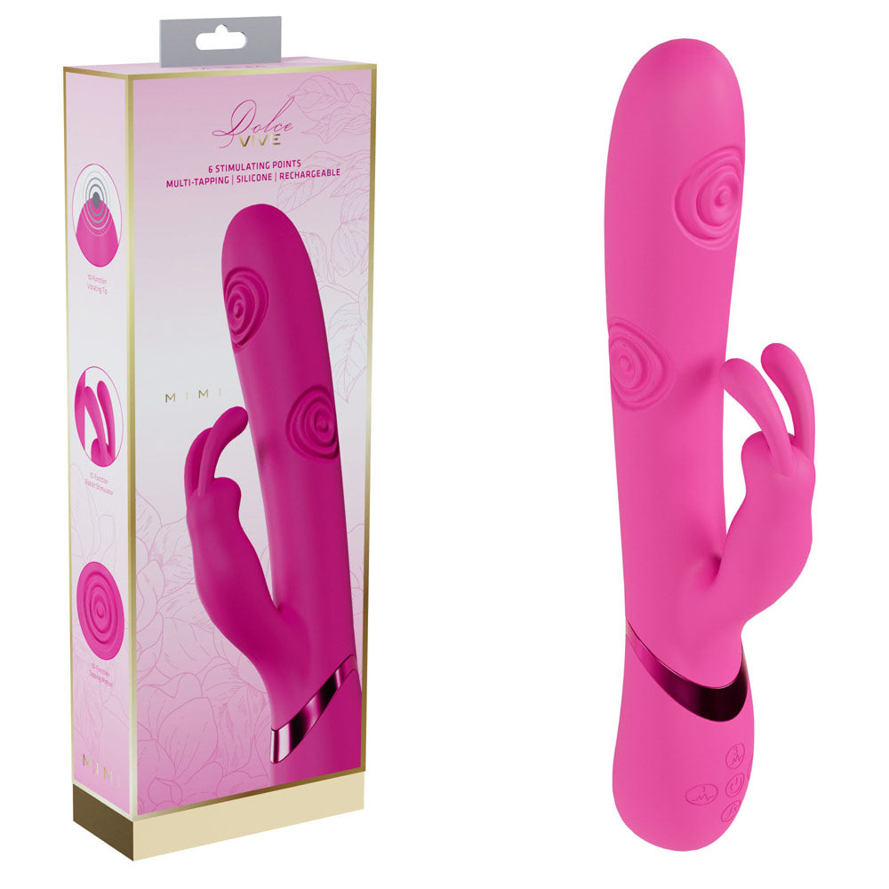 VIVE Mimi - Pink - Pink 25 cm Vibrating & Tapping Rabbit Vibrator buy online Australia
