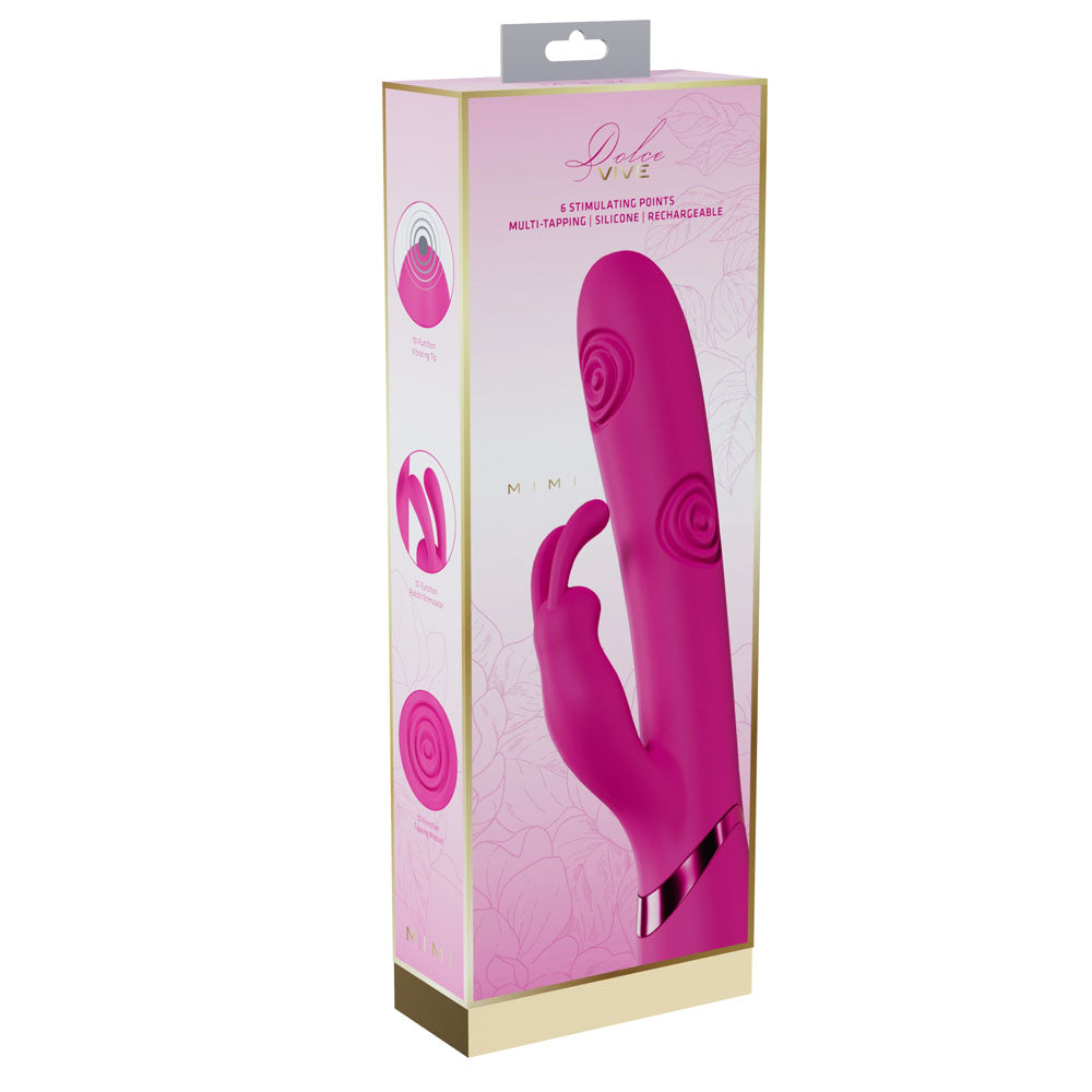 VIVE Mimi - Pink - Pink 25 cm USB Rechargeable Vibrating & Tapping Rabbit Vibrator — view 6