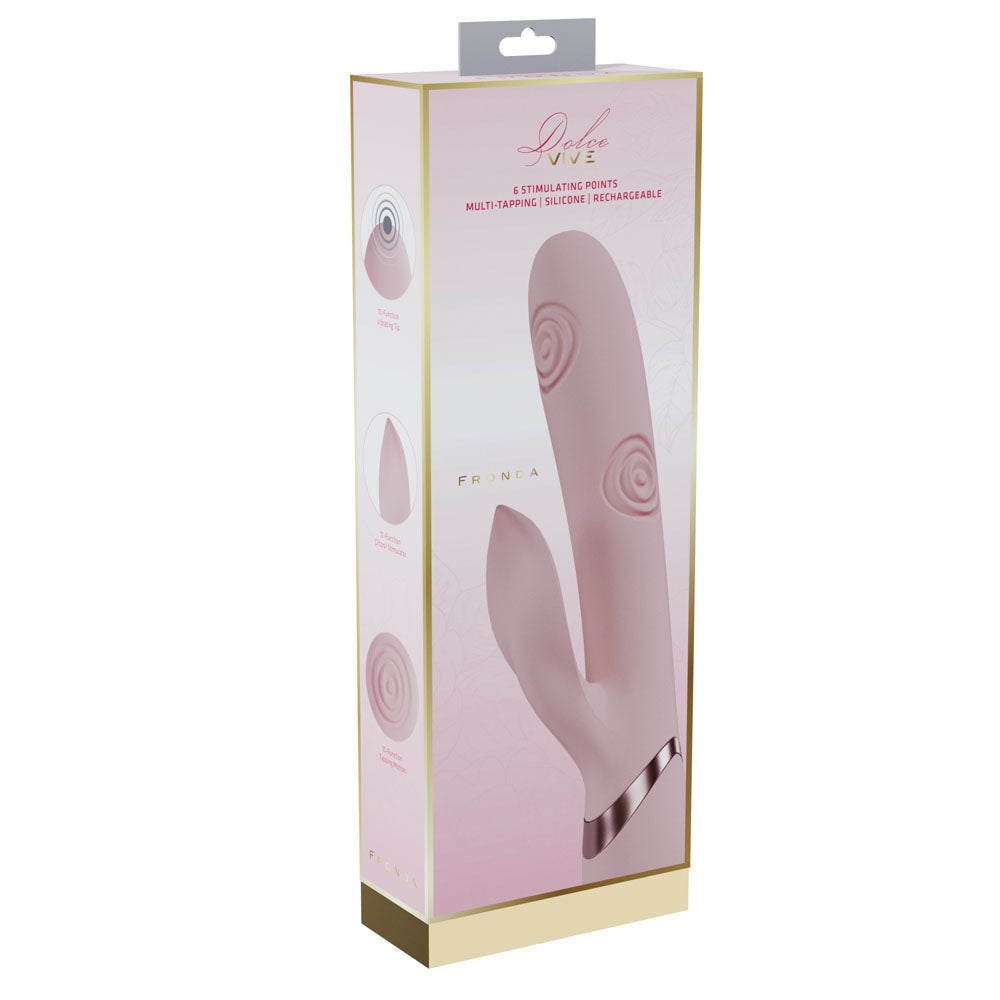 VIVE Fronda - Pink - Pink 25 cm USB Rechargeable Tapping Rabbit Vibrator — view 6