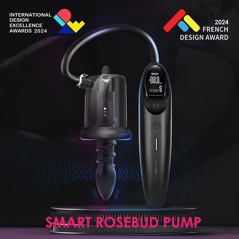 LuvPump RosCup Pro Smart Rosebud Pump - Black Anal Pump with Vibrating Probe
