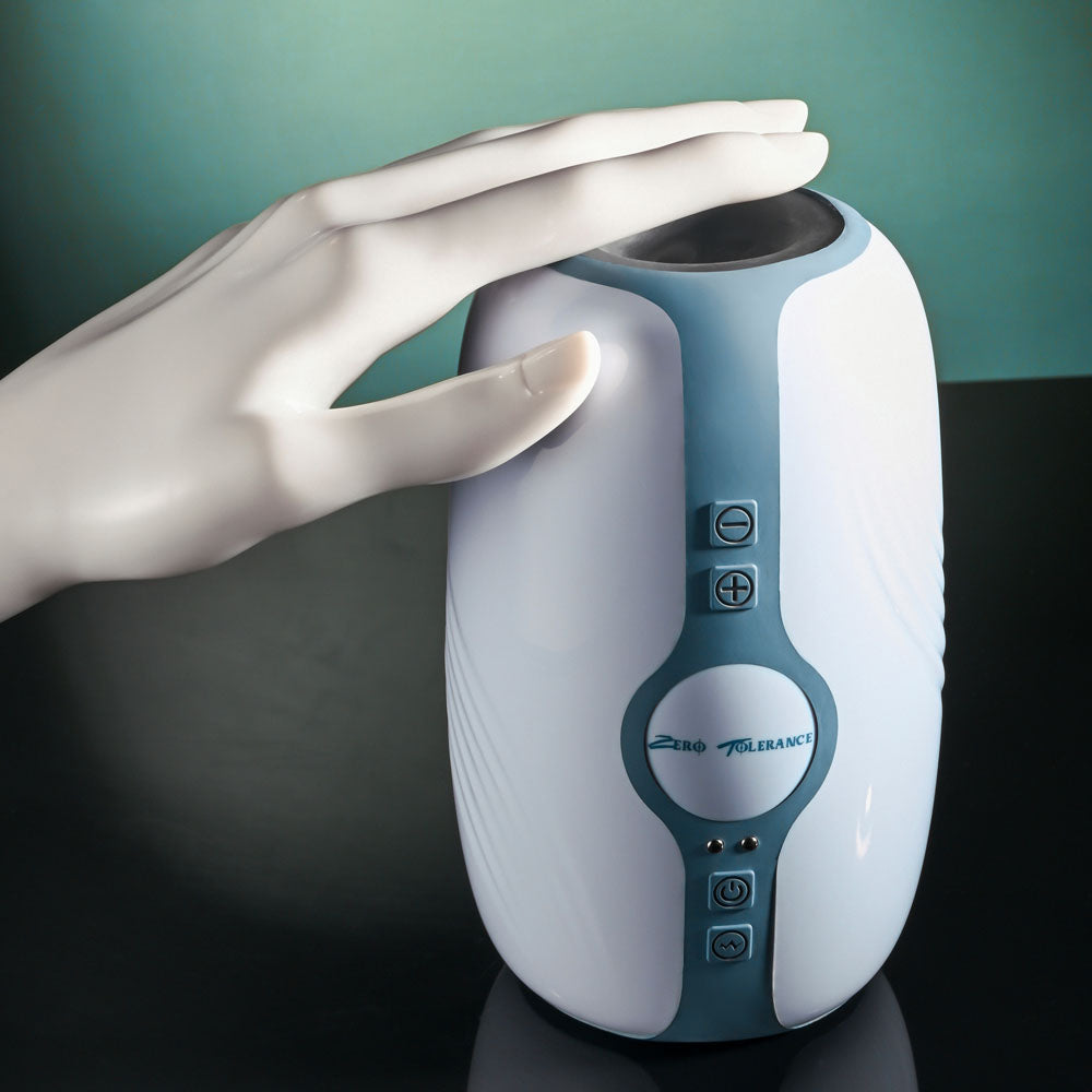 Zero Tolerance TOUCHDOWN - White 15 cm USB Rechargeable Vibrating & Tightening Stroker — view 7