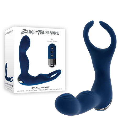 Zero Tolerance BY ALL MEANS - Blue 13.4 cm Prostate Massager with Cock Ring buy online Australia