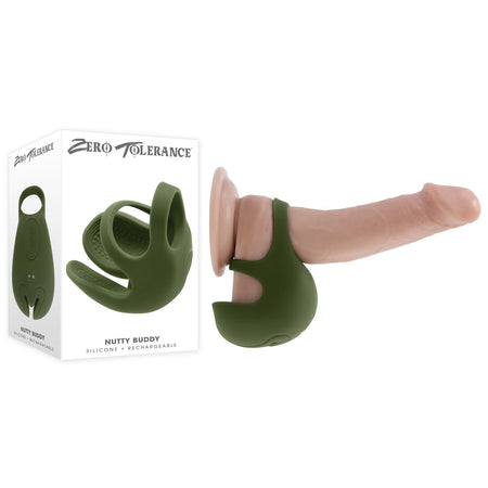 Zero Tolerance NUTTY BUDDY - Olive Green Vibrating Cock & Balls Ring buy online Australia