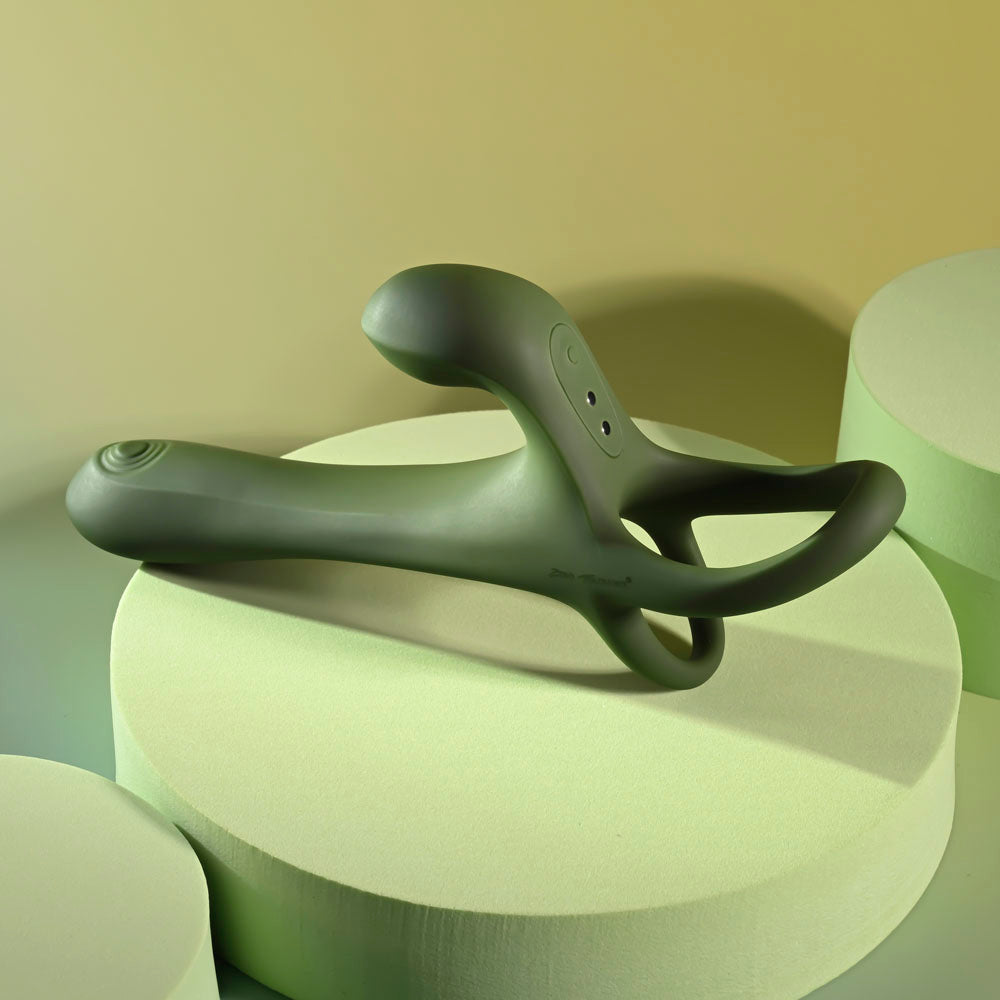 Zero Tolerance STRAP, TAP & GO - Green USB Rechargeable Vibrating & Tapping Penis Sleeve with Wireless Remote — view 6