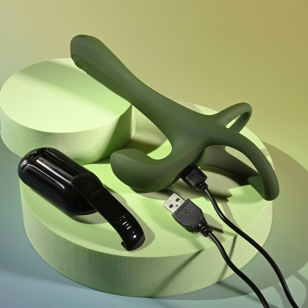 Zero Tolerance STRAP, TAP & GO - Green USB Rechargeable Vibrating & Tapping Penis Sleeve with Wireless Remote — view 9