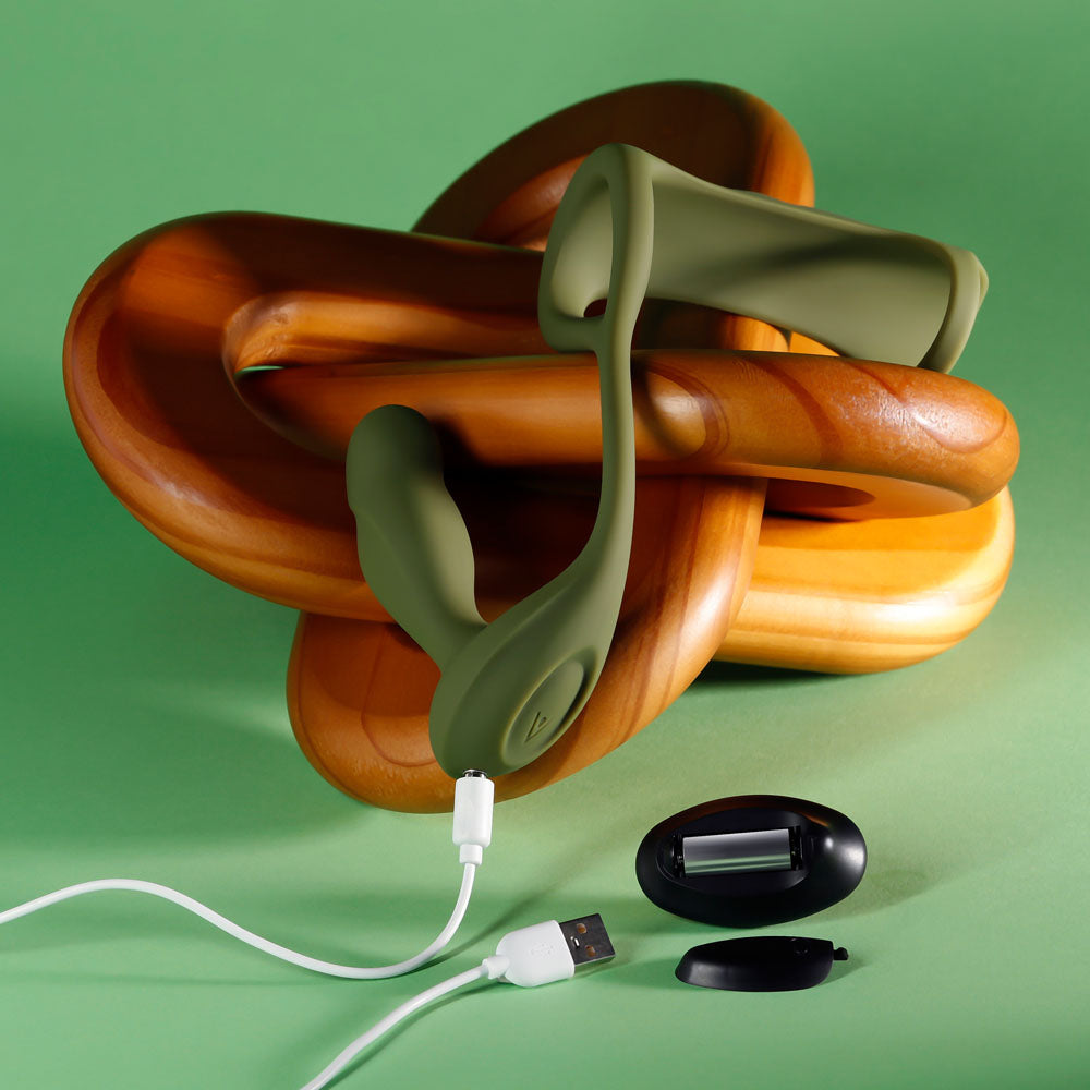 Zero Tolerance PROSTATE POWER PACK - Green USB Rechargeable Vibrating Prostate Massager with Cock Ring Harness