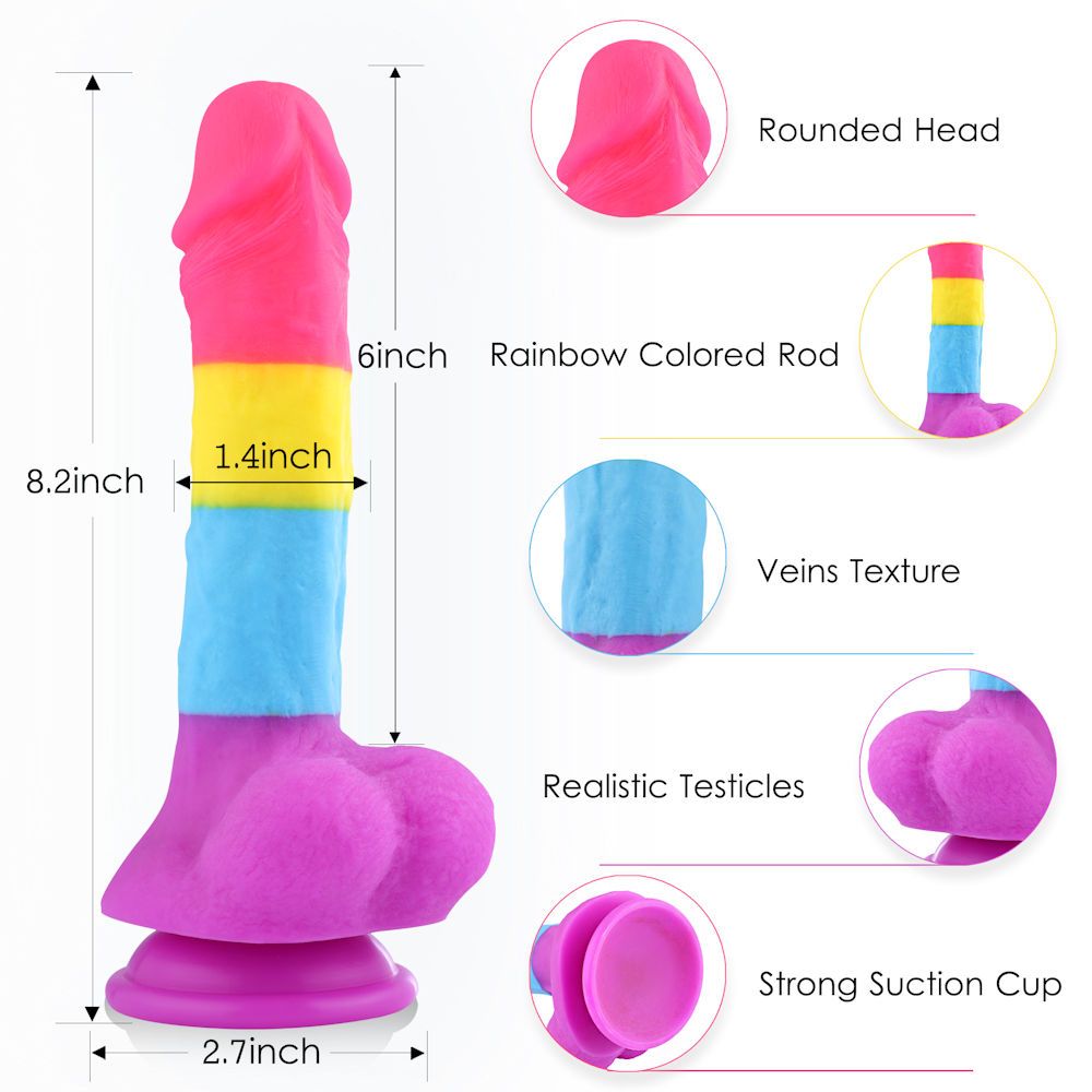 HiSmith 8.2" Rainbow Silicone Dildo