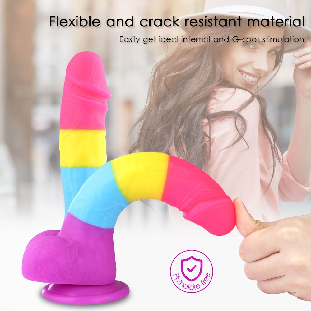 HiSmith 8.2" Rainbow Silicone Dildo — view 7