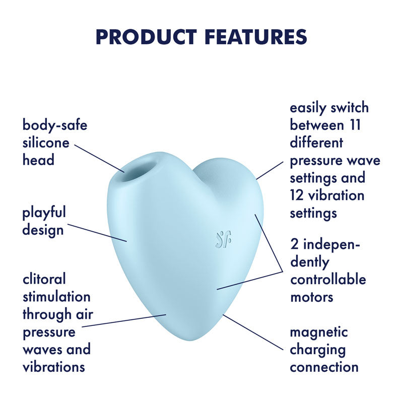 Satisfyer Cutie Heart - Blue - Blue Air Pulsation Stimulator with Vibration