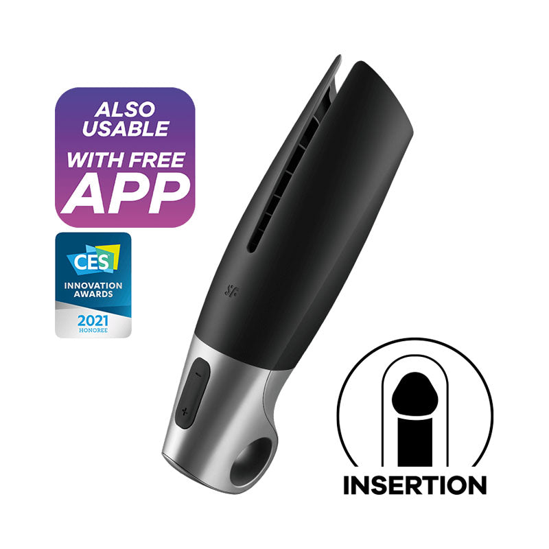 Satisfyer Power Masturbator - Black Vibrating Masturbator with App Control buy online Australia
