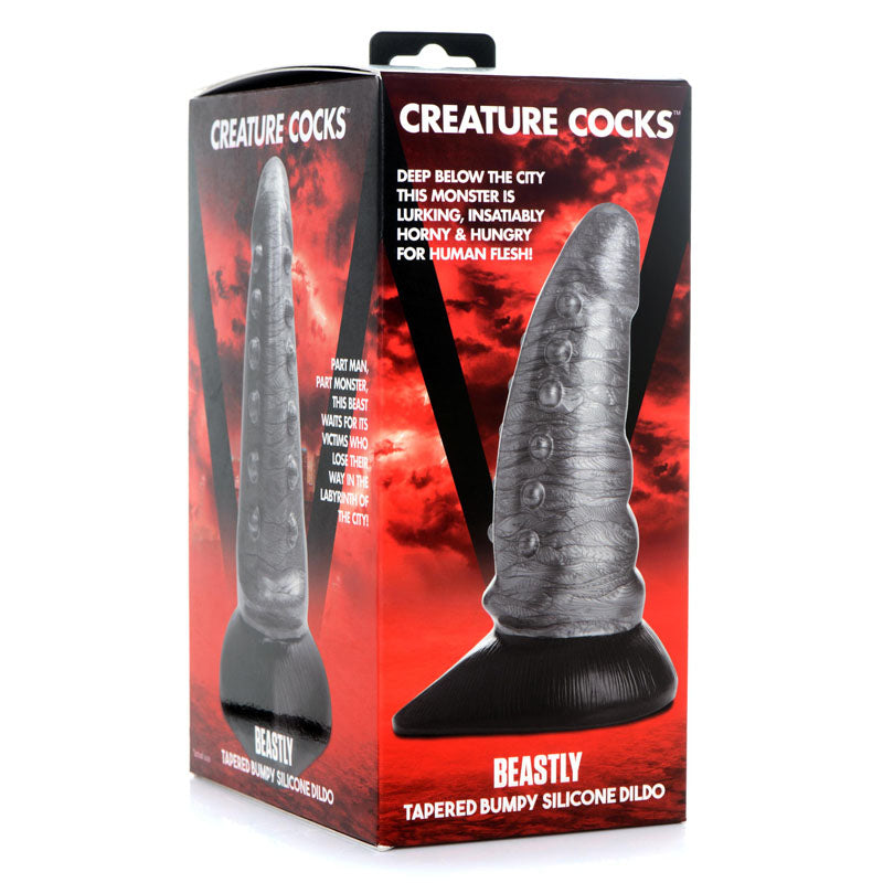 Creature Cocks Beastly Tapered Bumpy Silicone Dildo - Silver 21 cm Bumpy Dildo — view 9