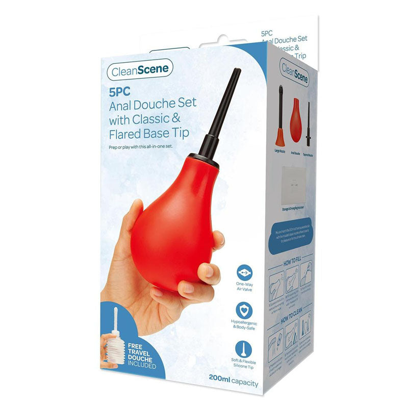 CleanScene 5 Piece Anal Douche Set with Classic & Flared Tips buy online Australia