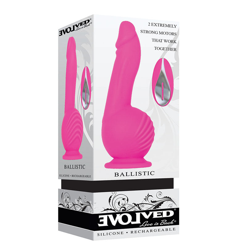 Evolved Ballistic - Pink 19 cm Vibrating Dong with Balls Motor & Remote