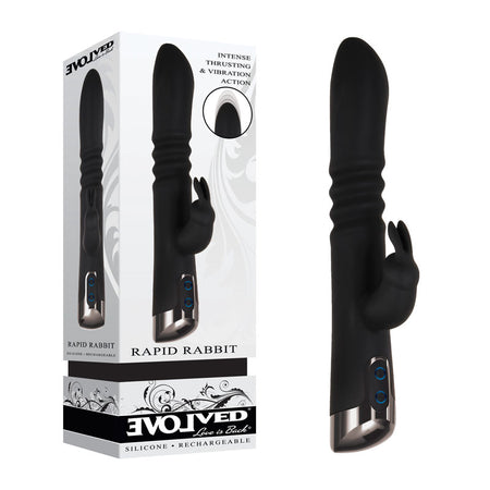 Evolved Rapid Rabbit - Black 25.4 cm Thrusting Rabbit Vibrator buy online Australia