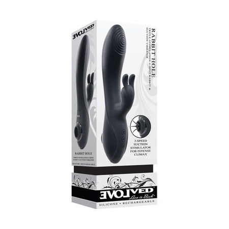 Evolved RABBIT HOLE - Black 21.2 cm Rabbit Vibrator buy online Australia