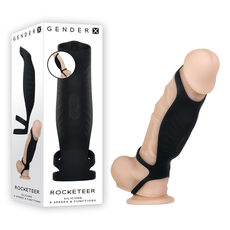 Gender X ROCKETEER - Black Vibrating Penis Sleeve buy online Australia