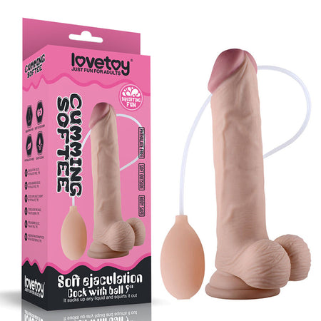Cumming Softee Soft Ejaculation Cock 9'' with Balls - Flesh 22.9 cm Squirting Dong buy online Australia